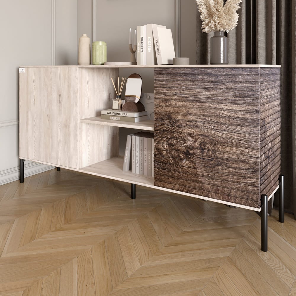 Комод Lion Грей 154x38x76,5 см Самоа Дымчатый/Дерево (LION-042771)