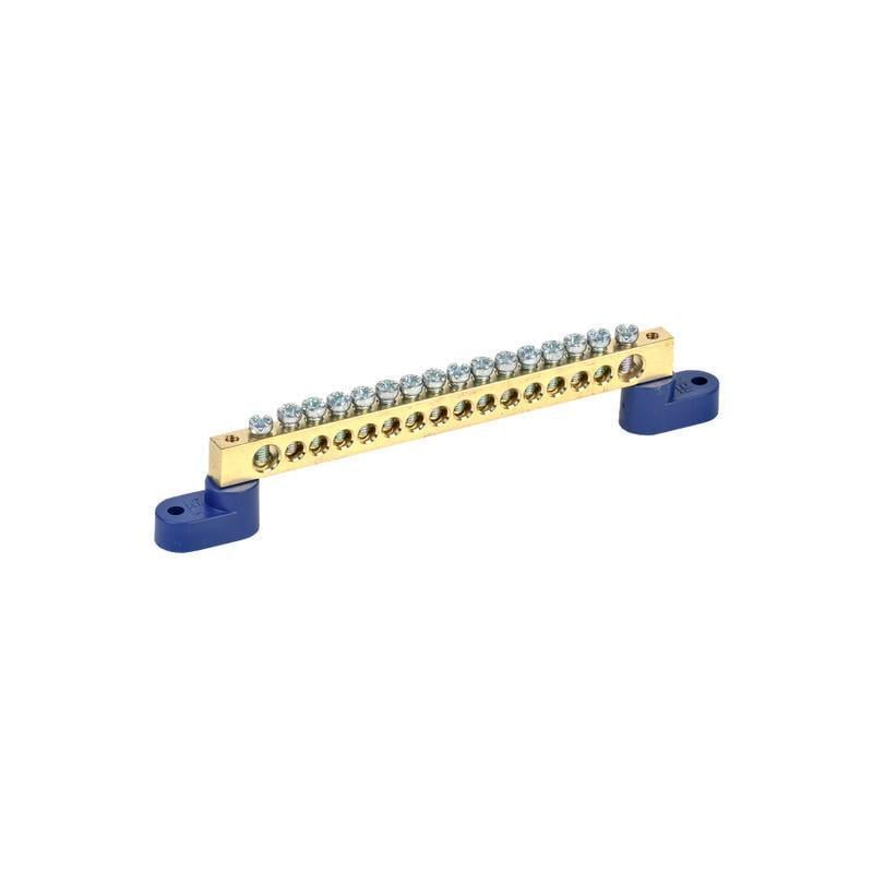 Шина нулевая УЭК ШНИ-8х12-16-У2-C 16 отверстий 8x12 мм медь на двух угловых изоляторах (YNN10-812-16C2-K07)