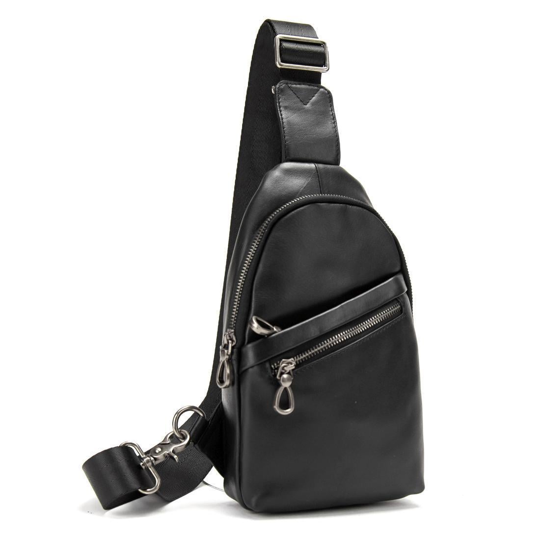 Сумка-слинг мужская кожаная Tiding Bag 10031A Черный (2656560142)