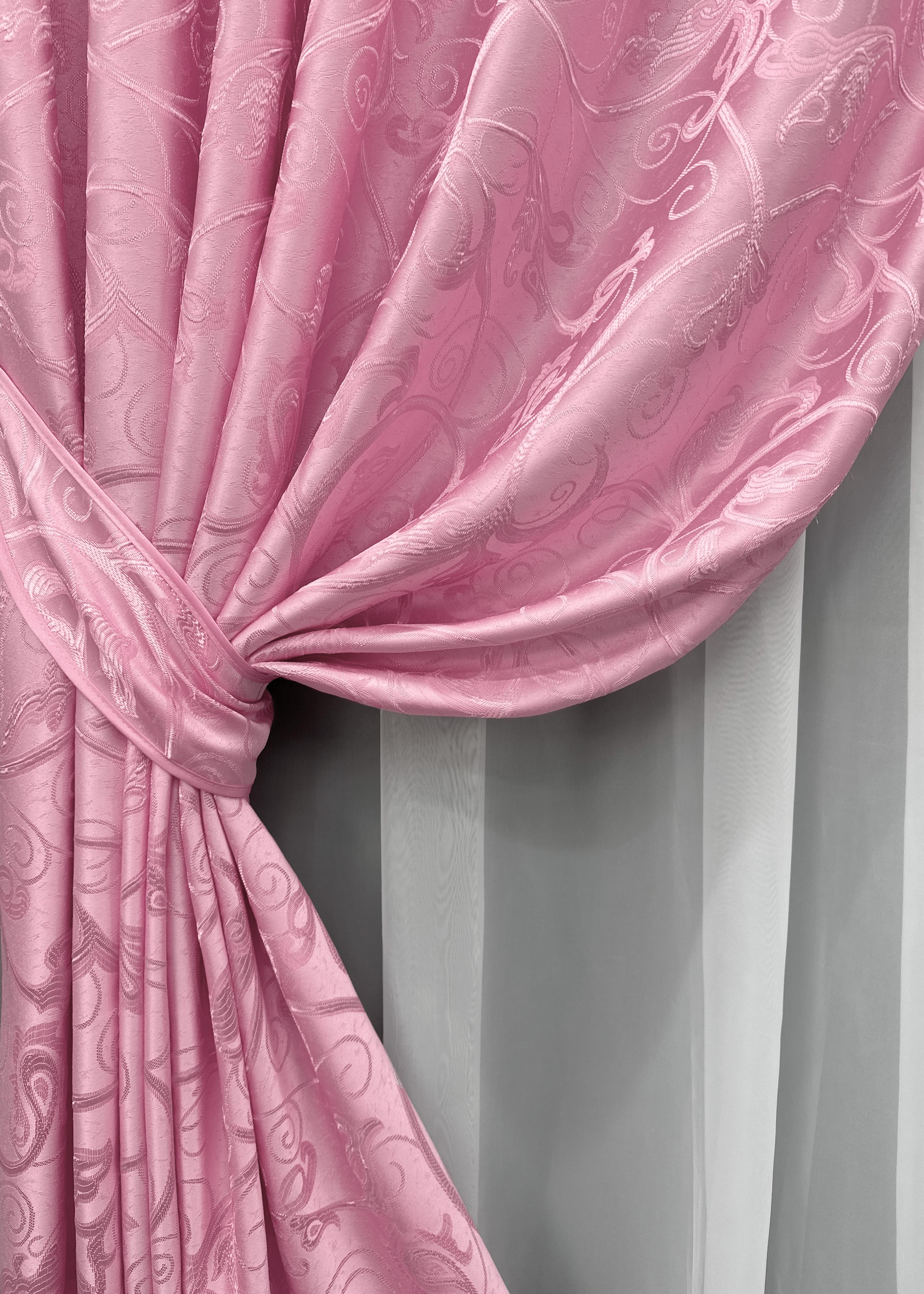 Комплект штор VR-Textil № 1731ш жаккард 100х270 см 2 шт. Розовый (31-801) - фото 4