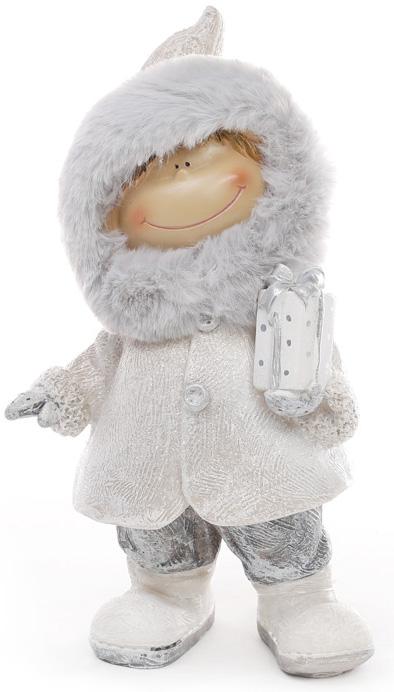 Фигурка декоративная Мальчик с подарком 24,5 см Серый (BD-823-301)
