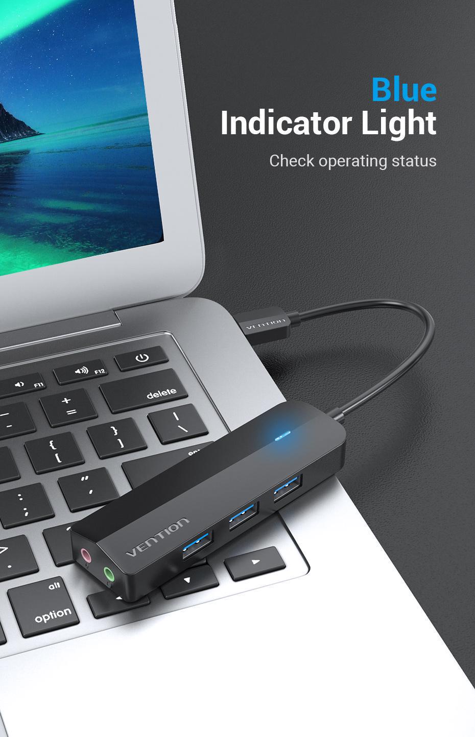 USB-хаб Vention зі звуковою картою USB-3x USB 3.0/2x 3,5 мм minijack/micro-USB додаткове живленя 5 Гбіт/с USB-A 1 м Чорний (CHIBF) - фото 12 USB-хаб Vention зі звуковою картою USB-3x USB 3.0/2x 3,5 мм minijack/micro-USB додаткове живленя 5 Гбіт/с USB-A 1 м Чорний (CHIBF) - фото 12