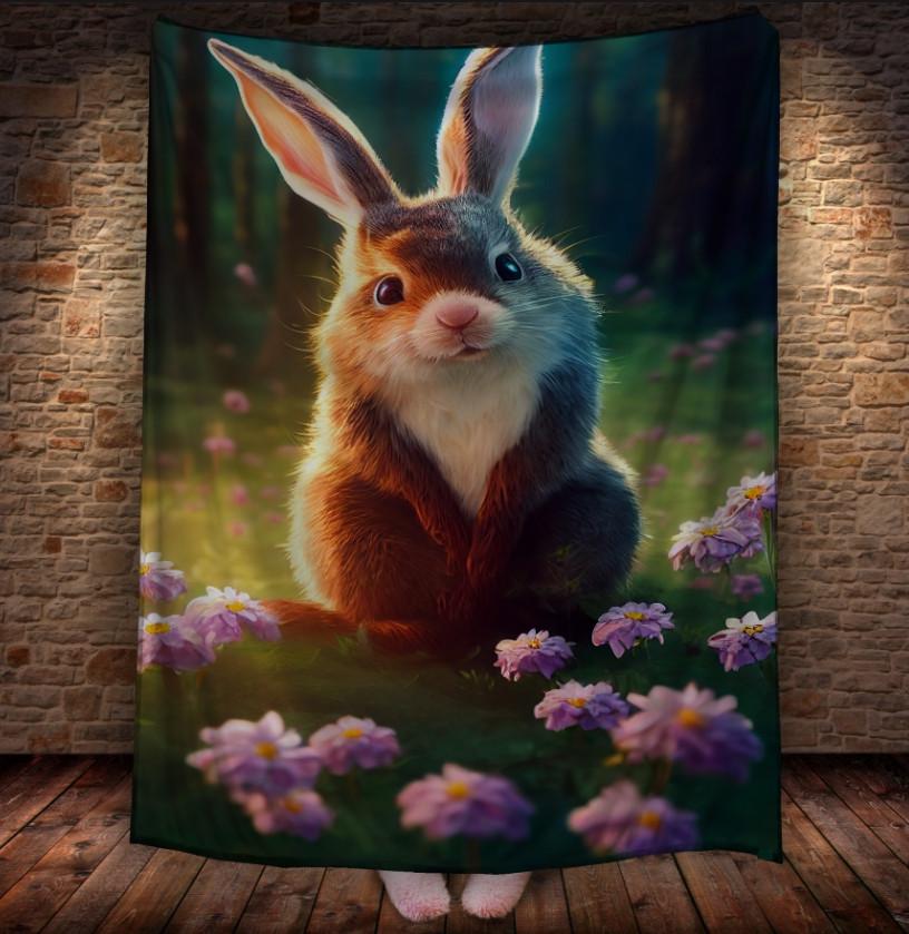 Плед с 3D принтом 59 Кролик в зимнем сказочном лесу 150х200 см (epi_1871)