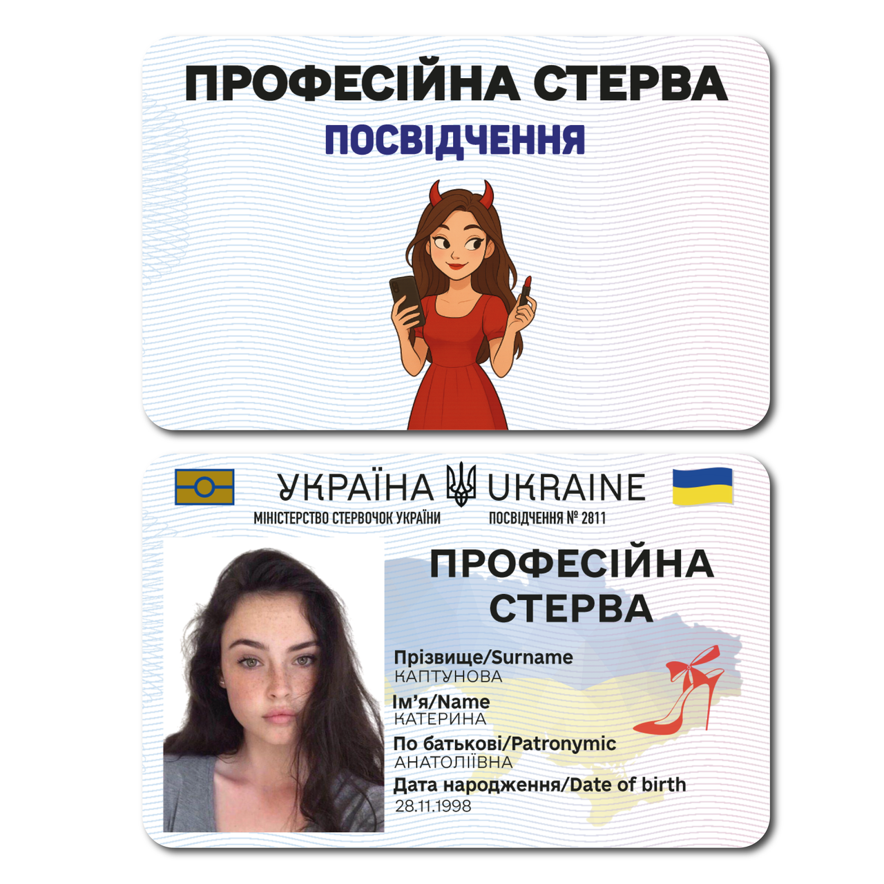 Удостоверение пластиковое Профессиональная Стерва ( ПС-43)