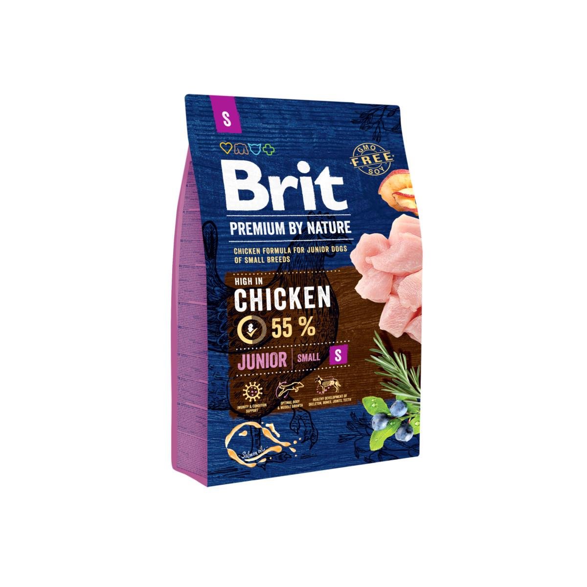 Корм сухой Brit Premium Junior S с курицей для щенков и молодых собак мелких пород 3 кг (8595602526260)