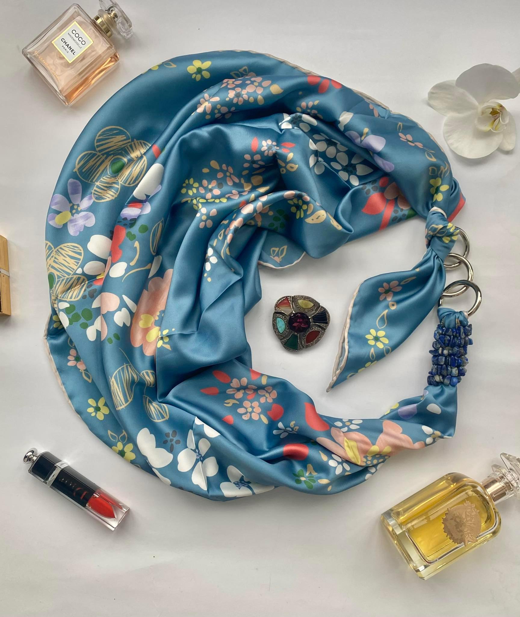 Платок дизайнерский My Scarf Голубой сад (х-061)