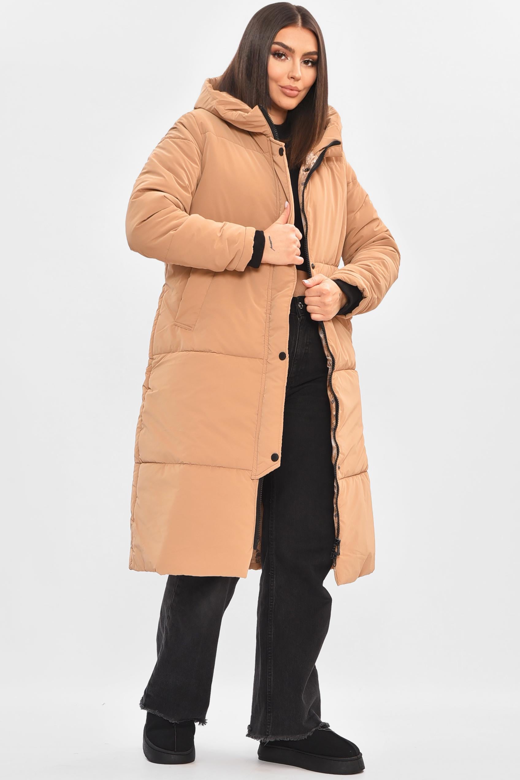 Куртка женская удлиненная демисезонная M Бежевый (205498)