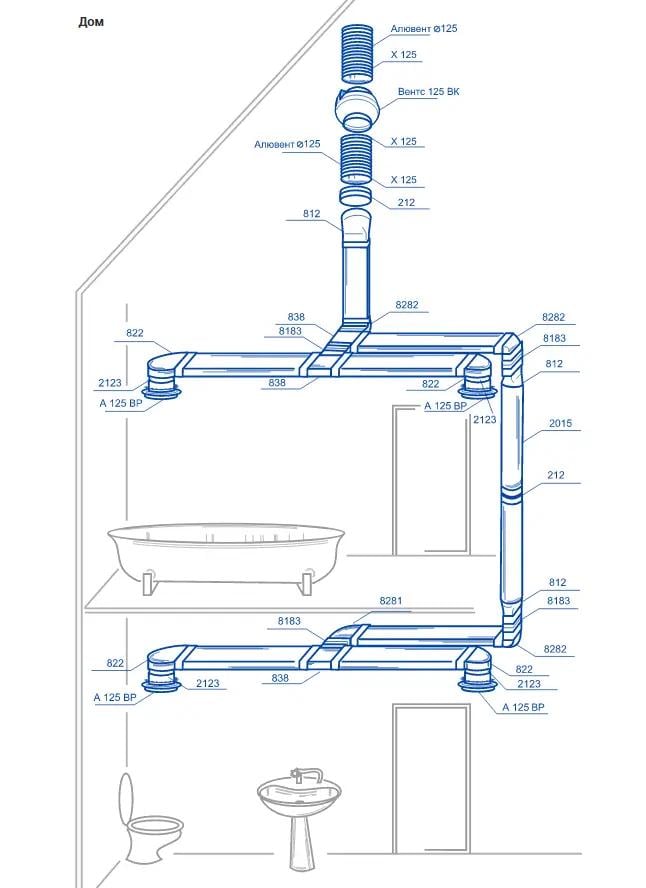 Тройник Ventika 838 ПВХ для плоских пластиковых воздуховодов 60х204 мм 90° Белый (26965654) - фото 2