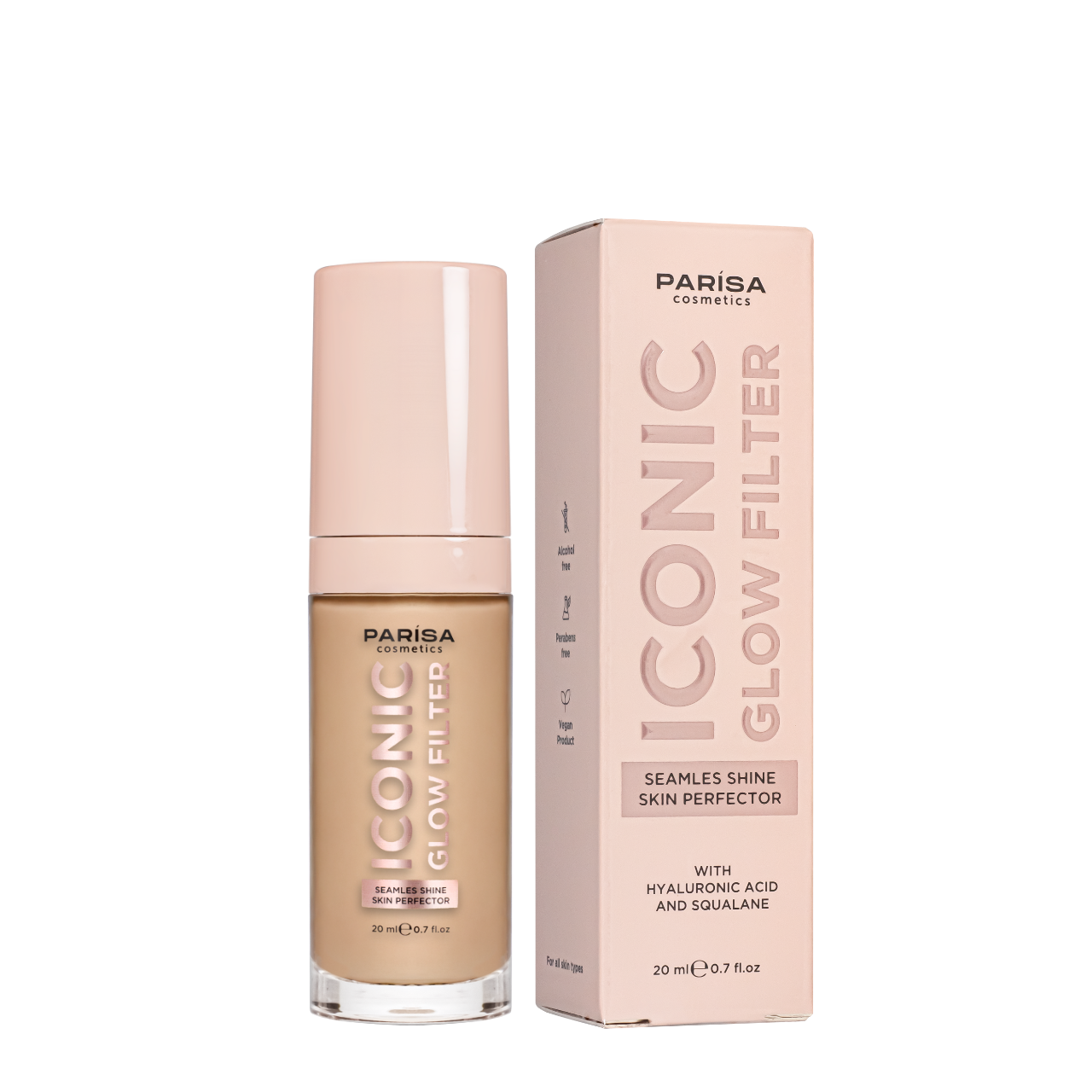 Тональна основа для обличчя Parisa Cosmetics з ефектом сяйва шкіри 20 мл 605 Rosy light Бежеваий (13350422)