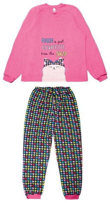 Пижама детская хлопковая теплая для девочки Gabbi PGD-19-8 122 см Малиновый (11883)