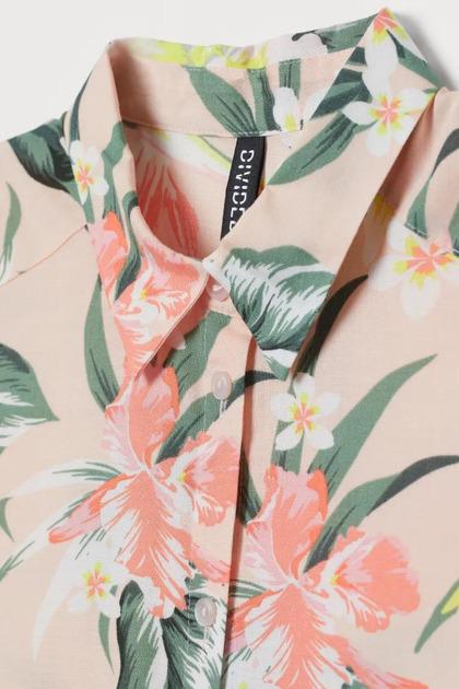 Рубашка H&M с цветами р. 36 Розовый (857427П) - фото 2