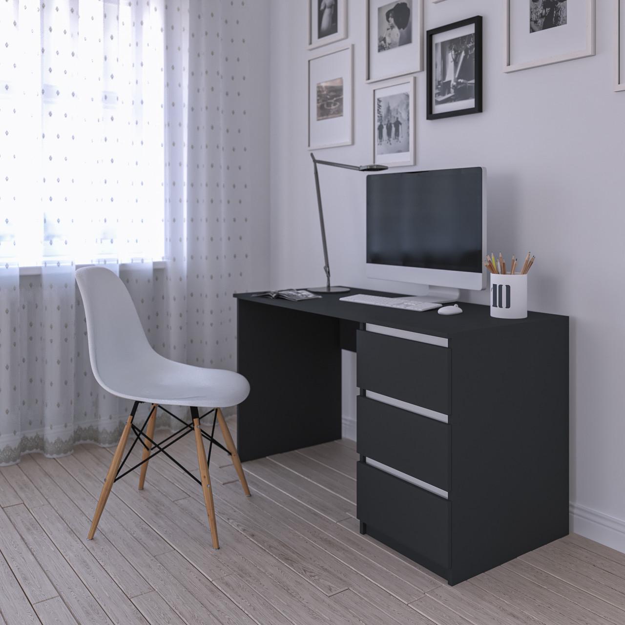 Стіл комп’ютерний з тумбою Вайс R-1 1200х600х755 мм Антрацит/Білі планки (30469178) - фото 2 Стіл комп’ютерний з тумбою Вайс R-1 1200х600х755 мм Антрацит/Білі планки (30469178) - фото 2