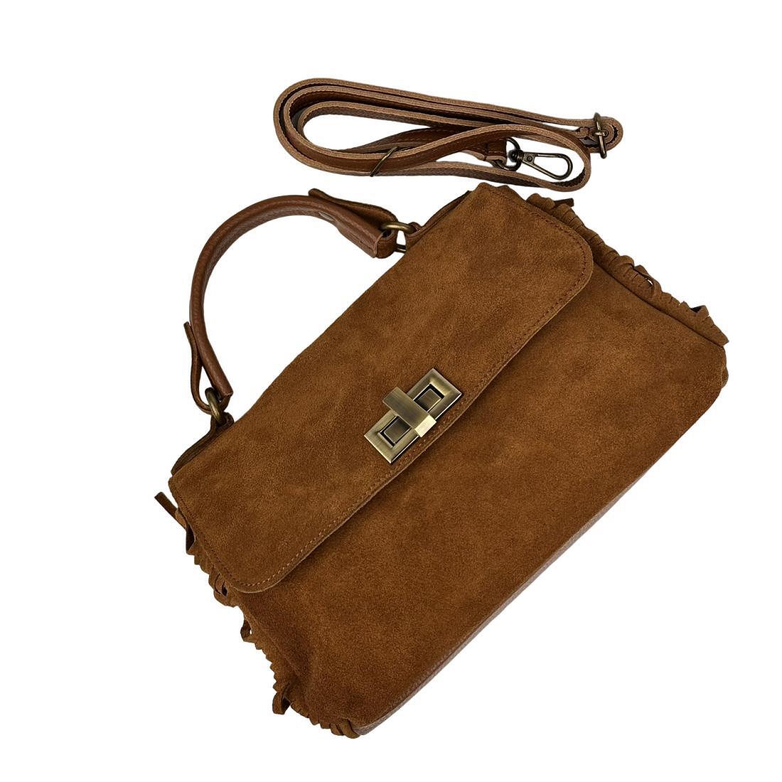 Жіноча сумка крос-боді Royal Bag F-IT-7858C замшеве з бахромою Коричневий (8157) - фото 9 Жіноча сумка крос-боді Royal Bag F-IT-7858C замшеве з бахромою Коричневий (8157) - фото 9