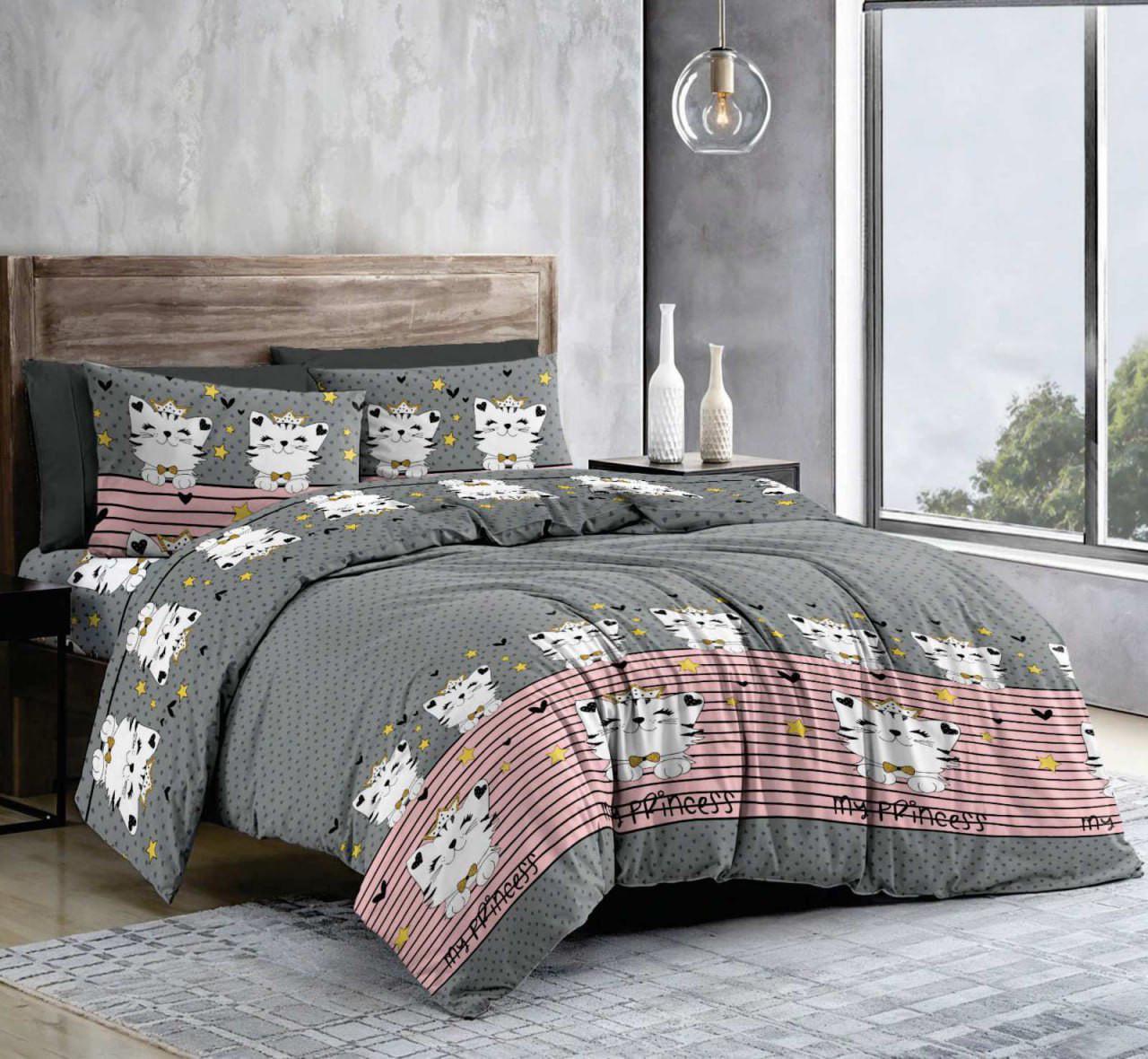 Комплект постельного белья котик Gold Lux. Полувторый Серый (30293447)