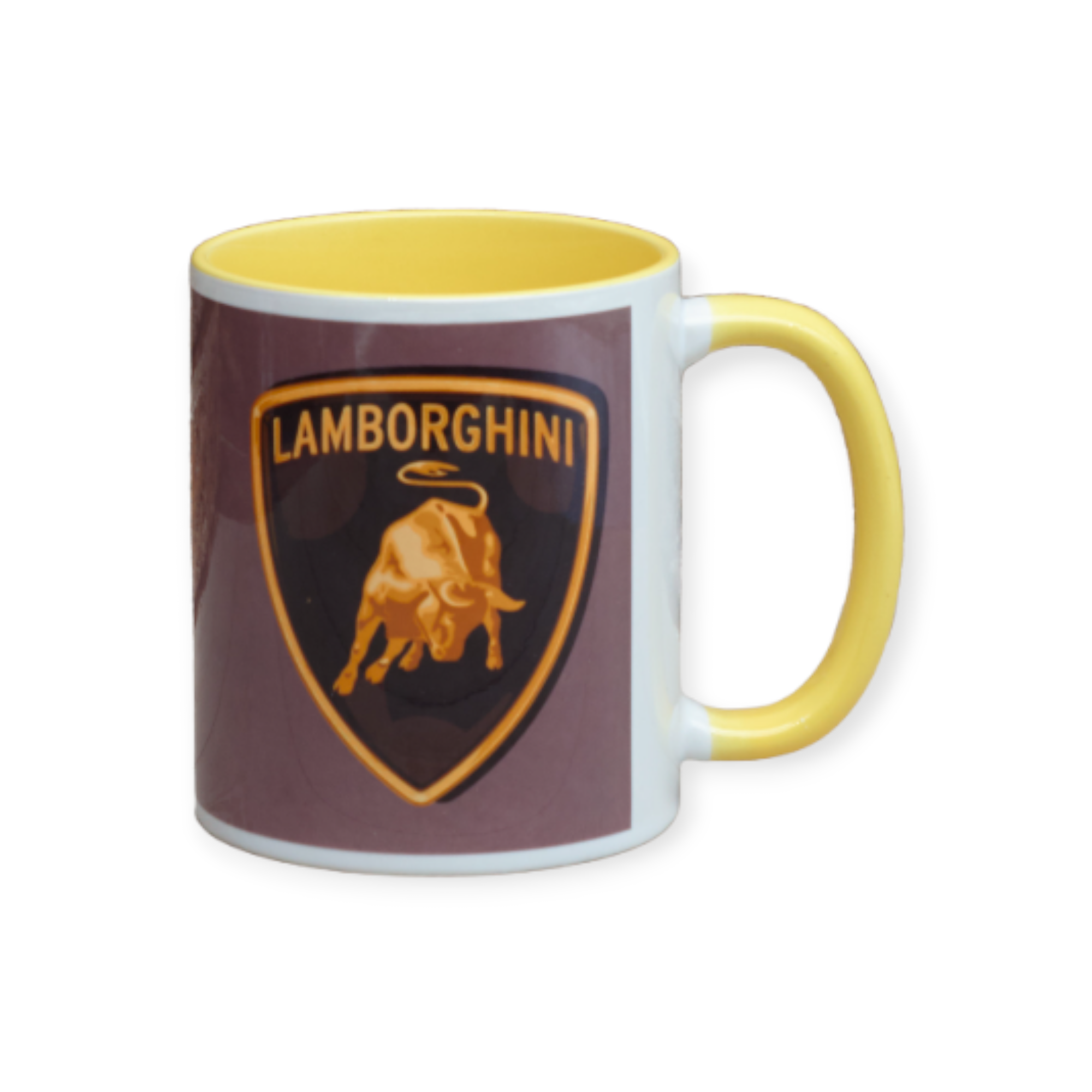 Чашка з принтом марка машини Lamborghini всередині жовта 330 мл (01_K1133022145)