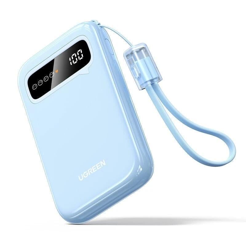 Повербанк со встроенным кабелем UGREEN PB522 10000 mAh 20 Вт Голубой (45423B)