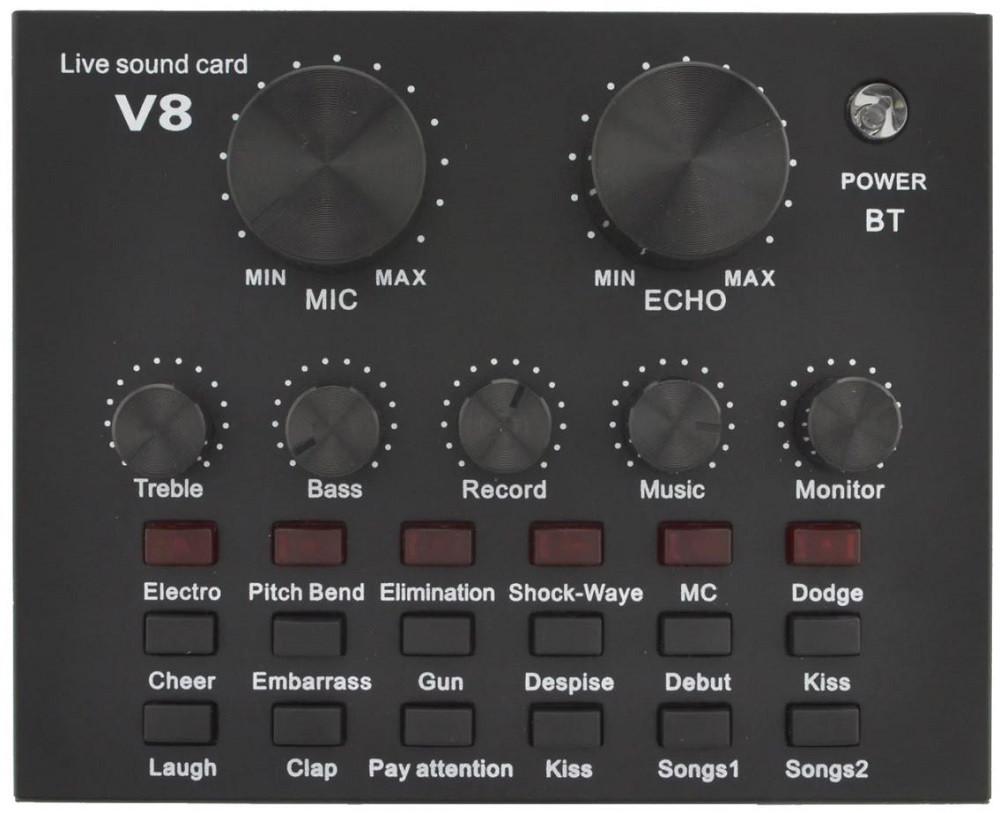 Звукова карта V8 7635 для мікрофона зовнішня 1000 мАг Bluetooth Black - фото 4