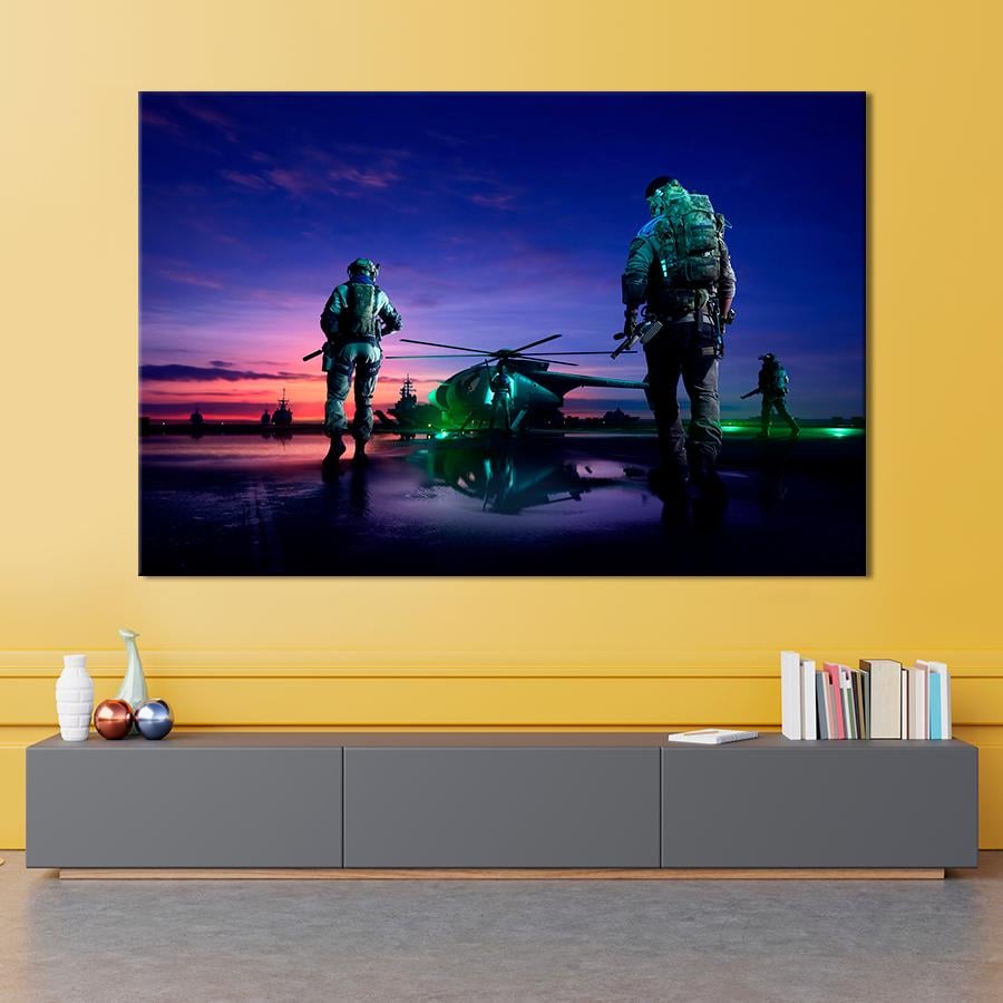 Настенний декор Военные возле вертолета Battlefield 2042 51x34 см (A209-1)