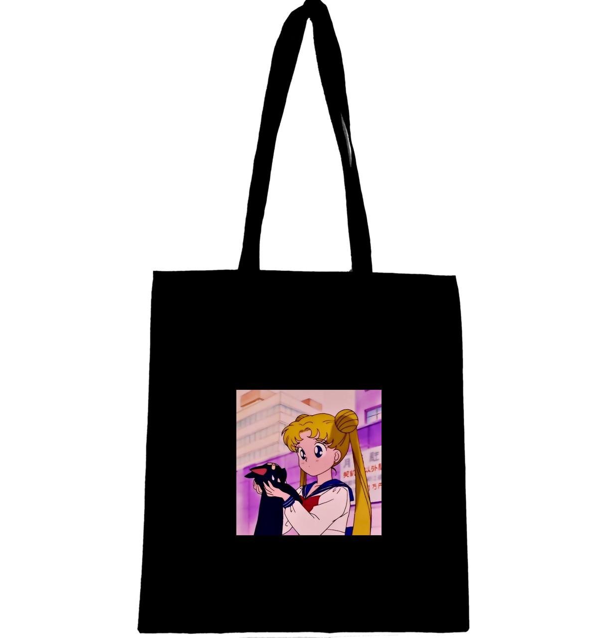 Еко-сумка з принтом Сейлор Мун з котом (690)