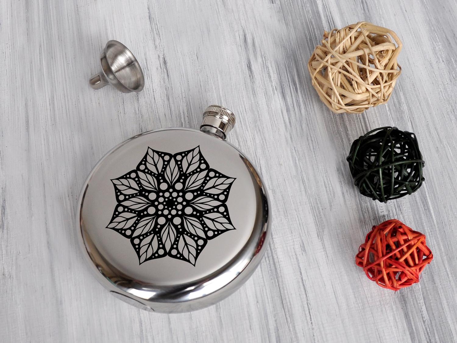 Металлическая фляга WoodPresentStudio Flower круглая 240 мл