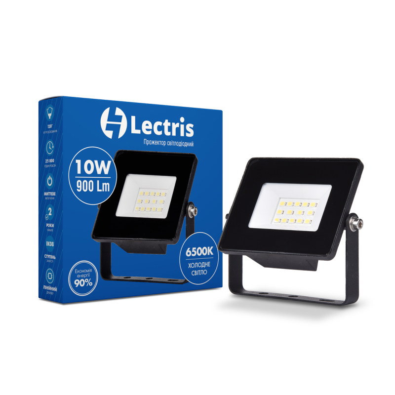 Прожектор светодиодный Lectris 10W 900 Lm 6500K 185-265V IP65 (1-LС-3001)