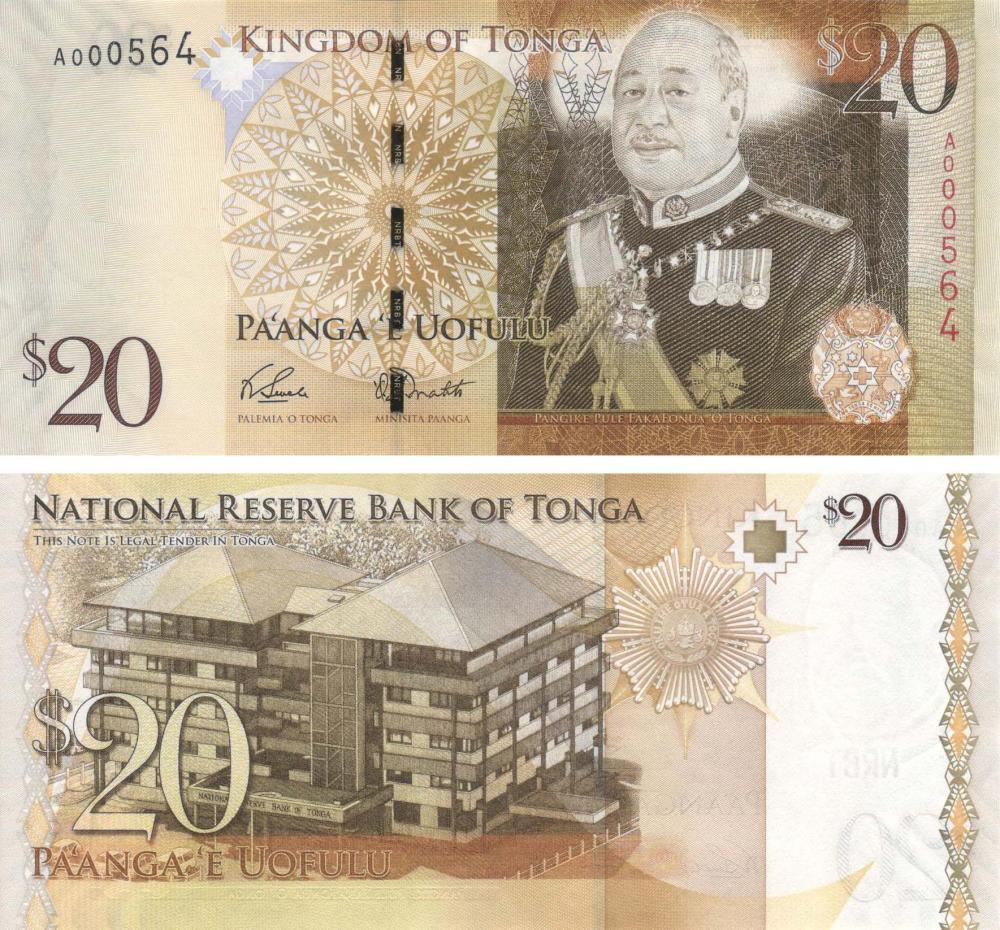 Коллекционная банкнота Тонга 20 паанга 2008 UNC P41 (Б09281)