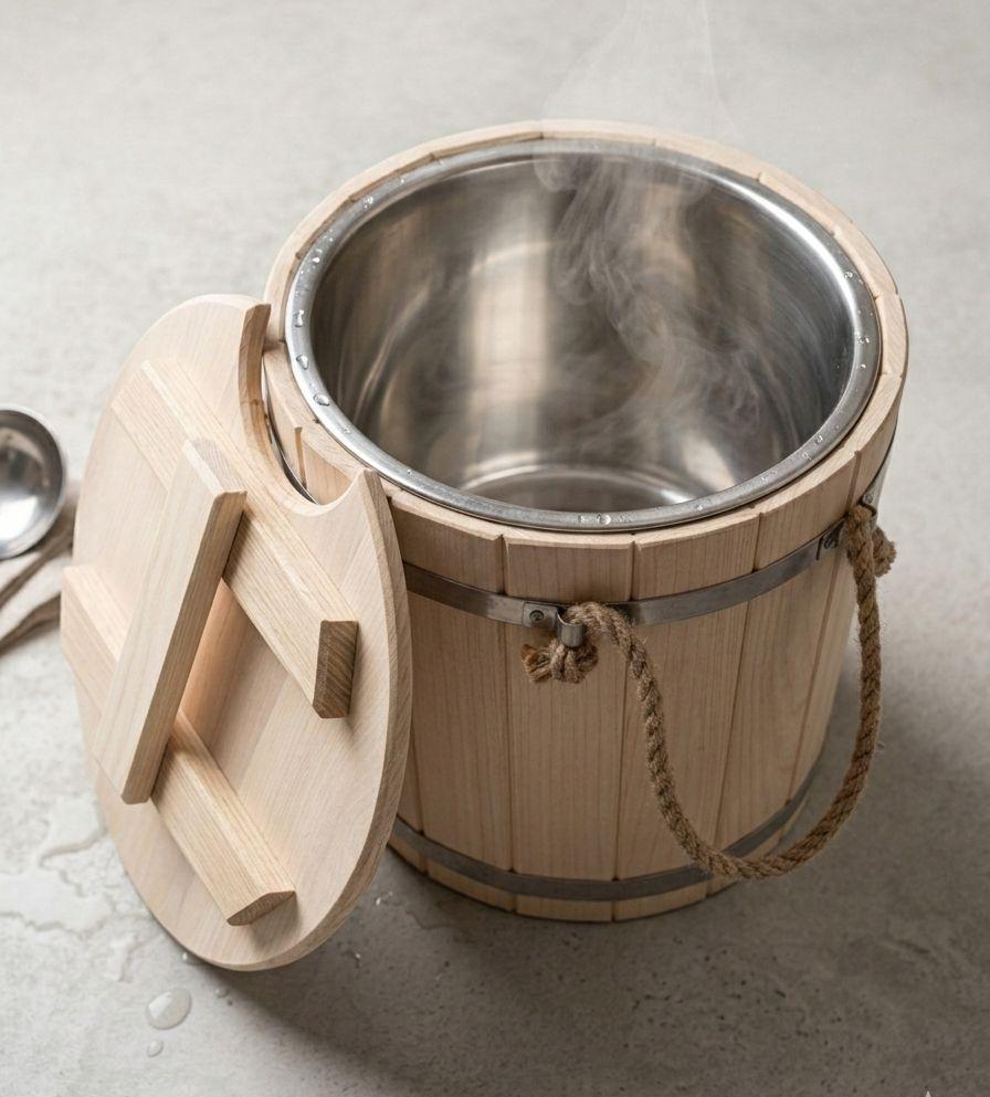 Запарник для веника с нержавеющей вставкой из ясеня 15 л