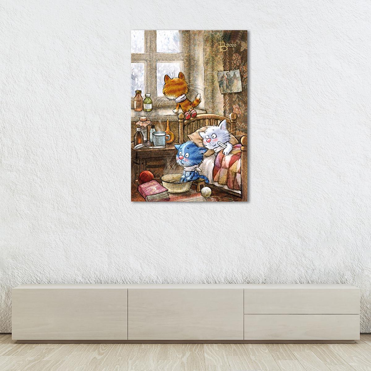 Модульная картина Заболели котята 1 модуль 30х45 см (_rinaz_20201633040)