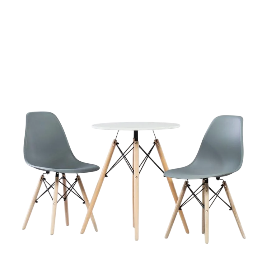 Мебель два стула со столом 80 см Серо-белый