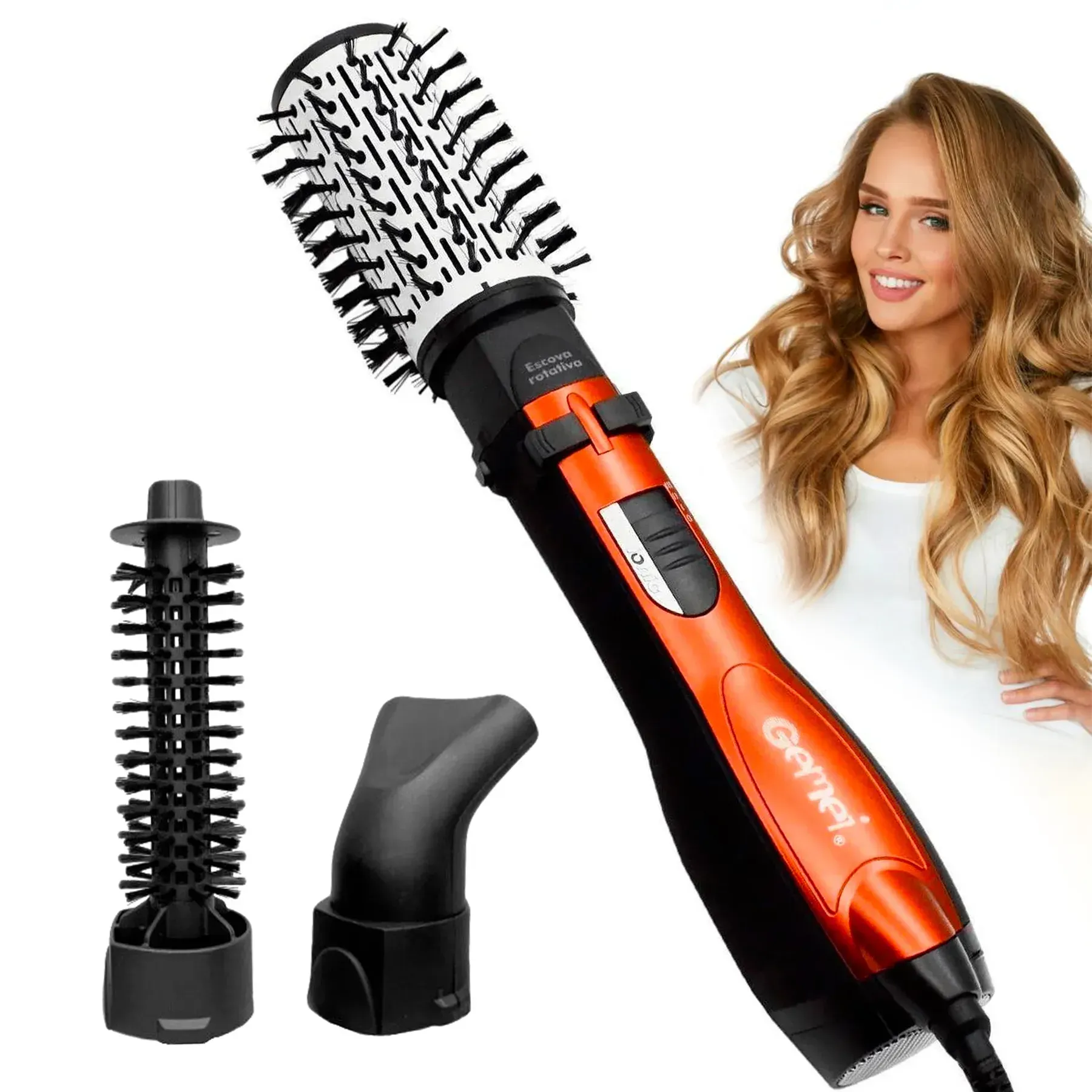 Фен щітка браш для укладання волосся, обертається 3в1 Gemei GM-4828 (L) - фото 11