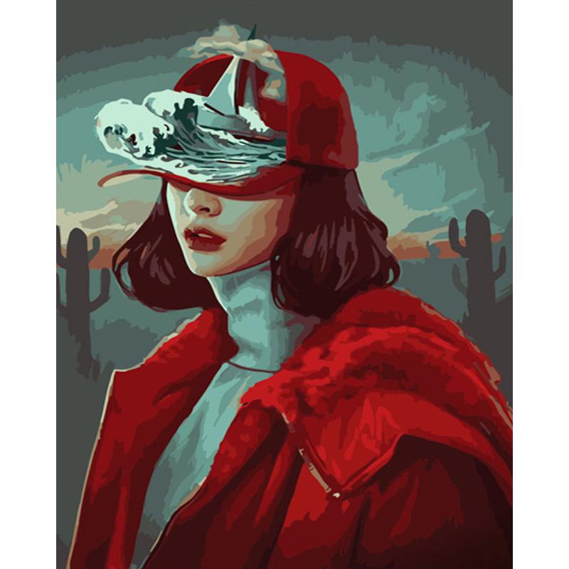 Картина по номерам Strateg Премиум Красный образ 40х50 см (GS632)