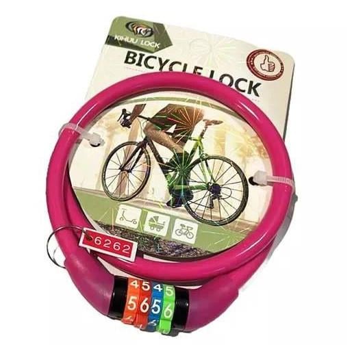 Велозамок тросовый кодовый 427 65 см 8 мм Pink