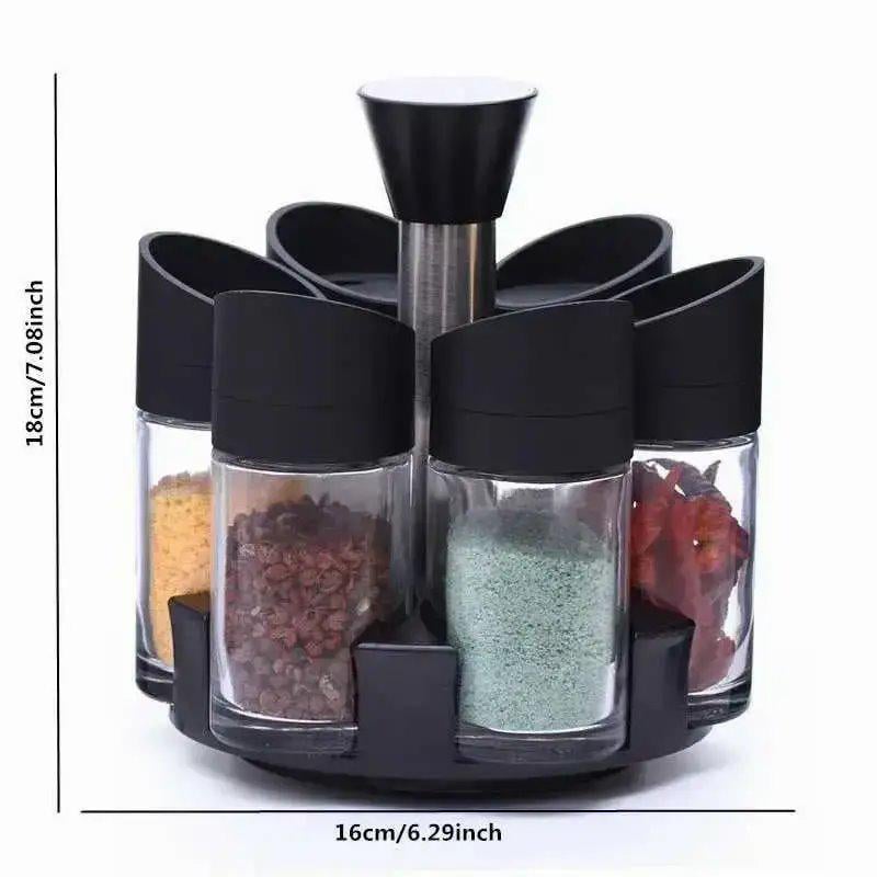 Набір для спецій і приправ на підставці що обертається Especia Conjunto De Abastecedor пластиковий 6 баночок Прозорий - фото 3 Набір для спецій і приправ на підставці що обертається Especia Conjunto De Abastecedor пластиковий 6 баночок Прозорий - фото 3