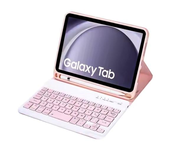 Чехол с Bluetooth-клавиатурой Glass Magnet Flip Cover 360 для Samsung Galaxy Tab A9 Plus Розовый