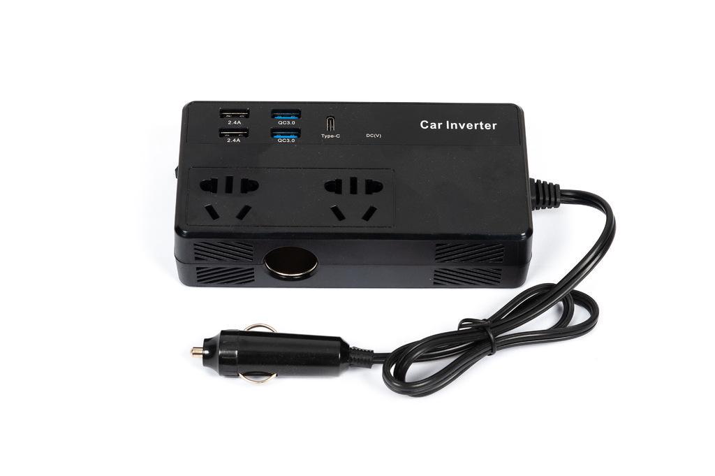 Автомобильный инвертор CZ02 220V/USB/Type-C/300W abs-пластик Черный (113488)