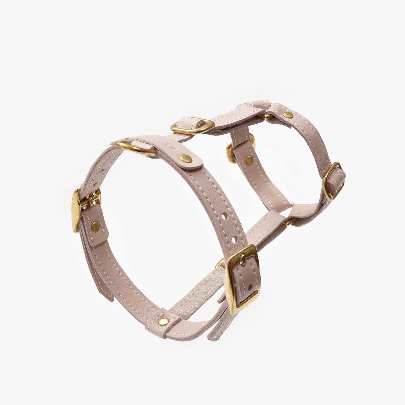 Шлей кожаный анатомический для собак Classy обхват грудины 28-36 см XS Бледно-розовый (512)