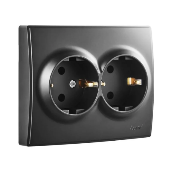 Розетка подвинья Lezard Lesya с заземлением Антрацитовый (26384166)