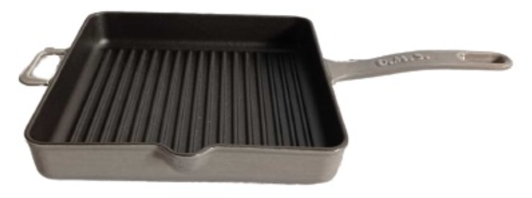 Сковородка гриль чугунная OMS для индукции с антипригарным покрытием 25x25 см Серый (3265-25)