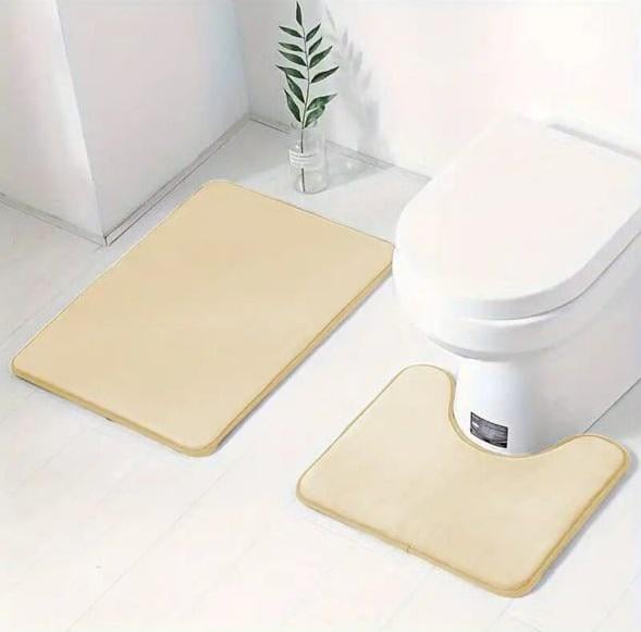 Набор ковриков в ванную и туалет Smooth Premium Memory Foam 2в1 60х40/60х50 см с вырезом под туалет Бежевый (NKSmallSmooth0004) - фото 7