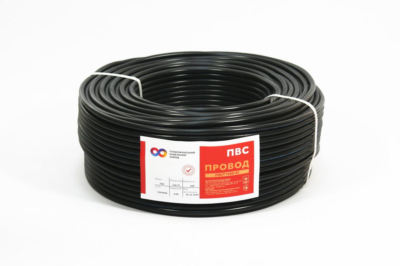 Кабель ПВС Слобожанский кабельный завод 2х0,75 мм2 100 м ГОСТ медь Черный (C5-8105/100)