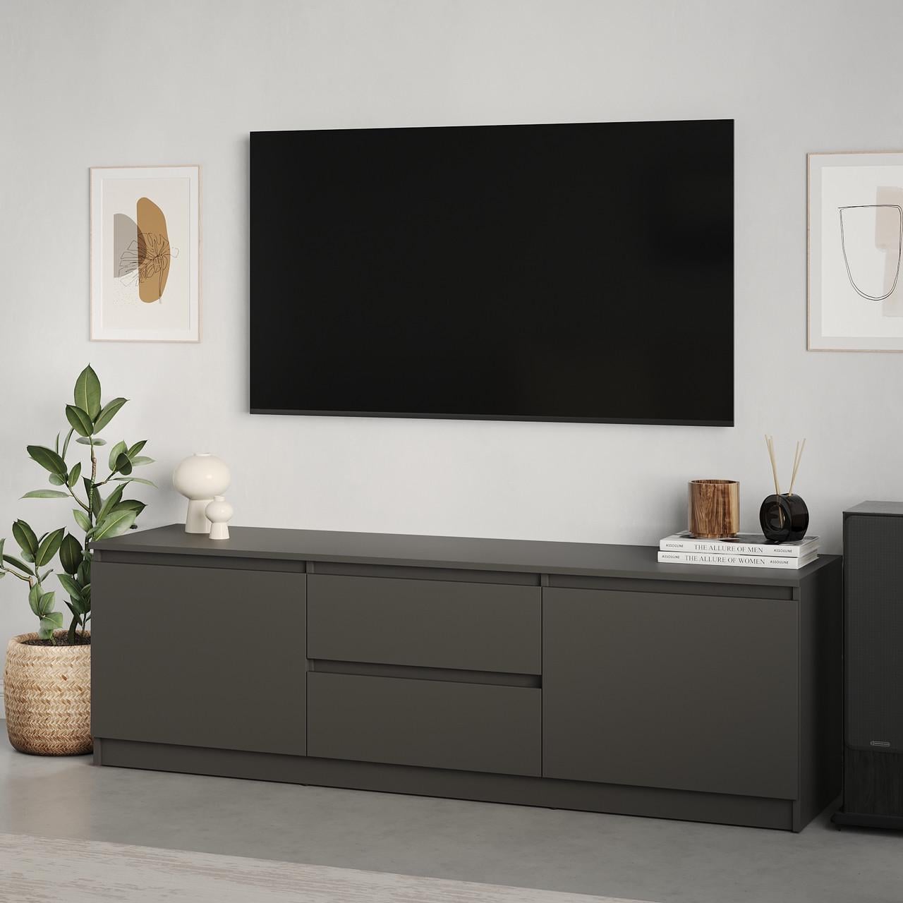 Тумба під телевізор MebelStar Нео 2Ш2Д 150x43x53 см Антрацит (MBS-1258)