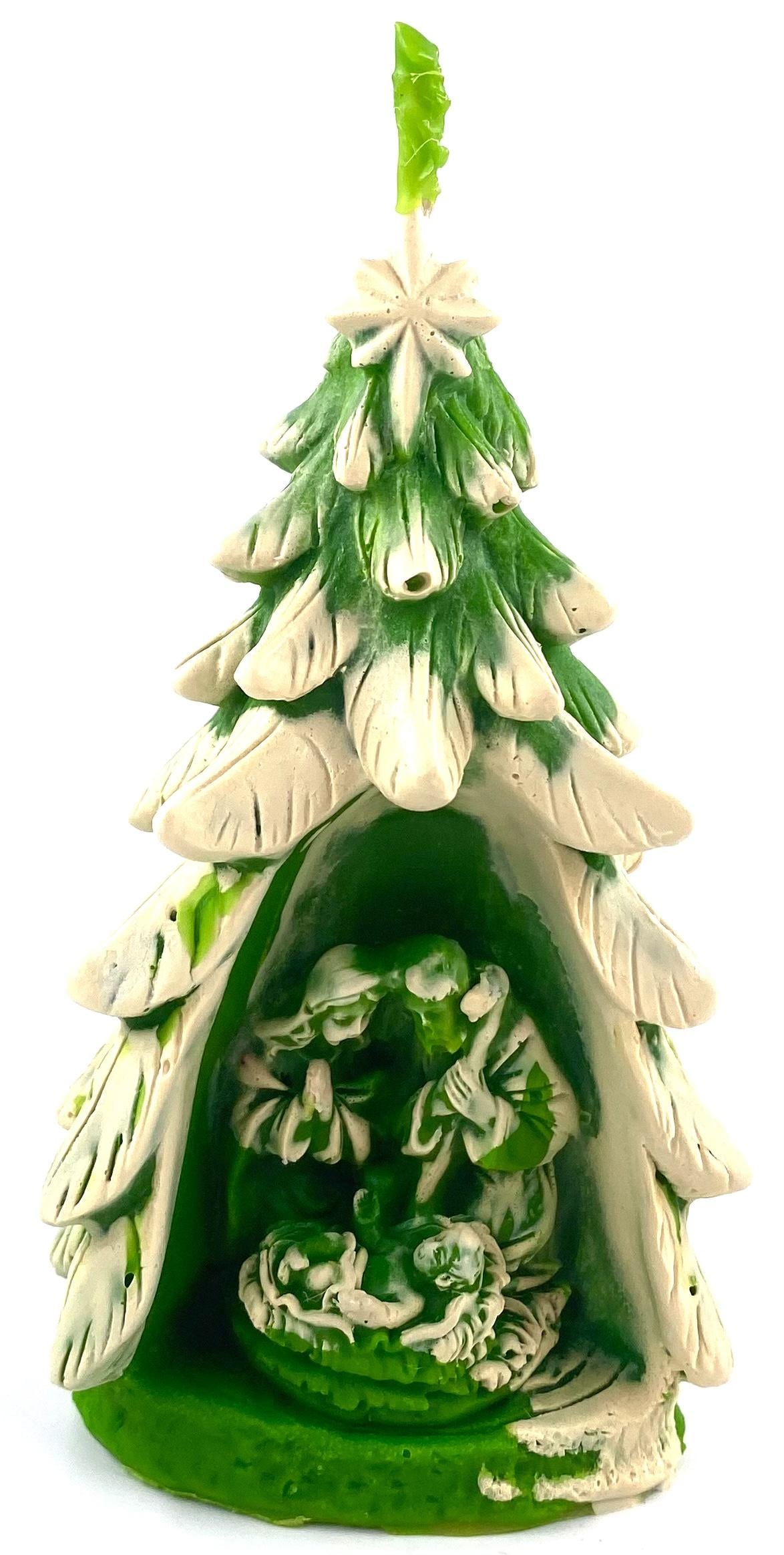 Свеча фигурная Елка рождественская 115 г 12 см Белый/Зеленый (1648)