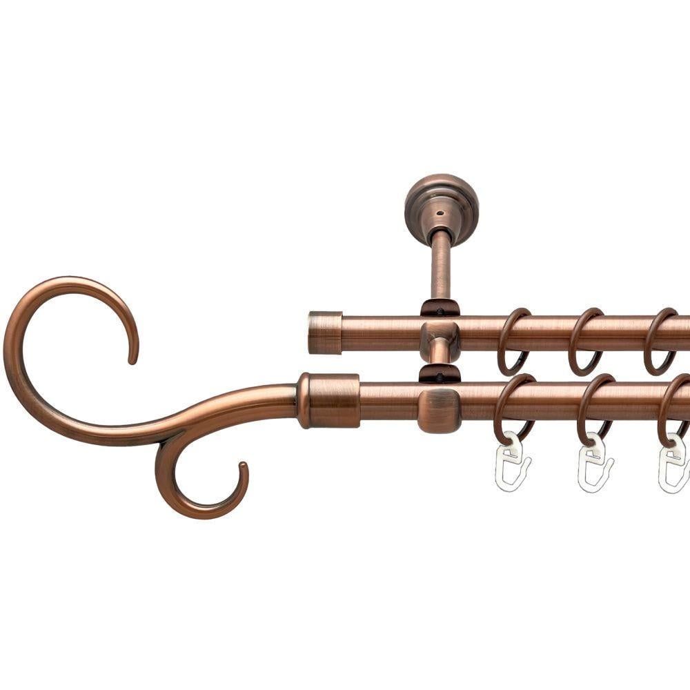 Карниз для штор Orvit Крюк дворядний гладкий 16/16 мм 300 см Антична мідь (00-00020594)
