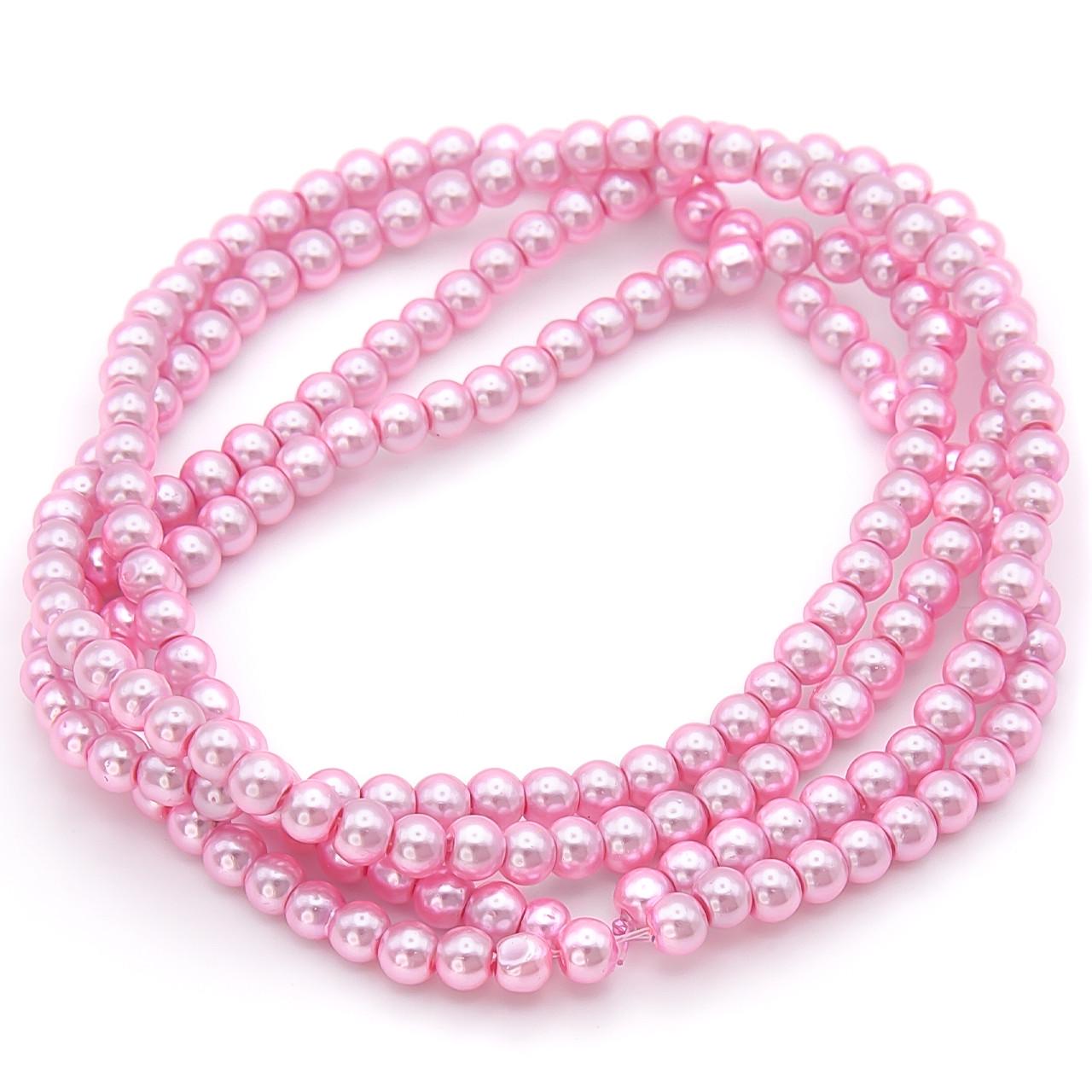 Бусины стеклянные на нитке под жемчуг 3 мм 62 см 215 шт. Розовый (БЖ0003ш68)