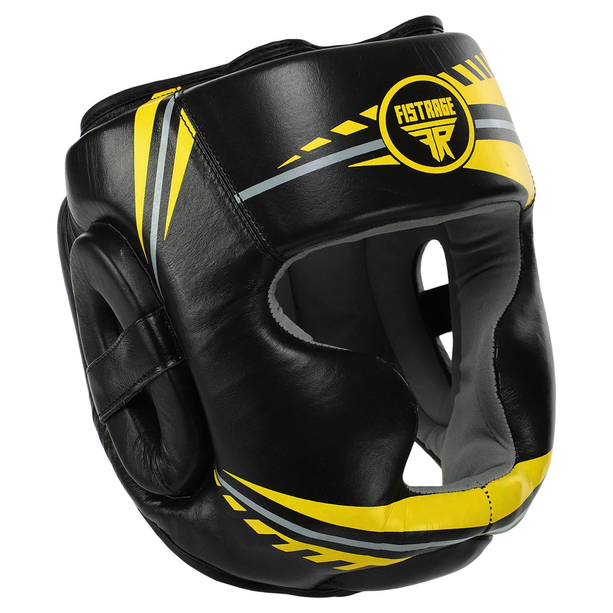 Шолом боксерський з повним захистом FISTRAGE шкіряний L Чорно-жовтий (33229475)