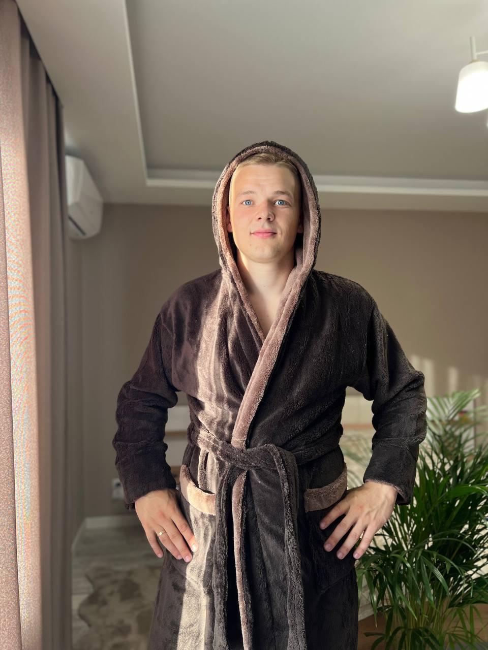 Халат мужской махровый на запах 3XL Коричневый (Д-Al-male-halat-004-04) - фото 3 Халат мужской махровый на запах 3XL Коричневый (Д-Al-male-halat-004-04) - фото 3