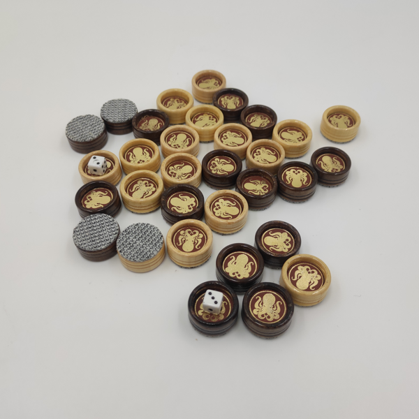 Фишки для нард штамп №23 с кожаной вставкой 25х12 мм (33732433)