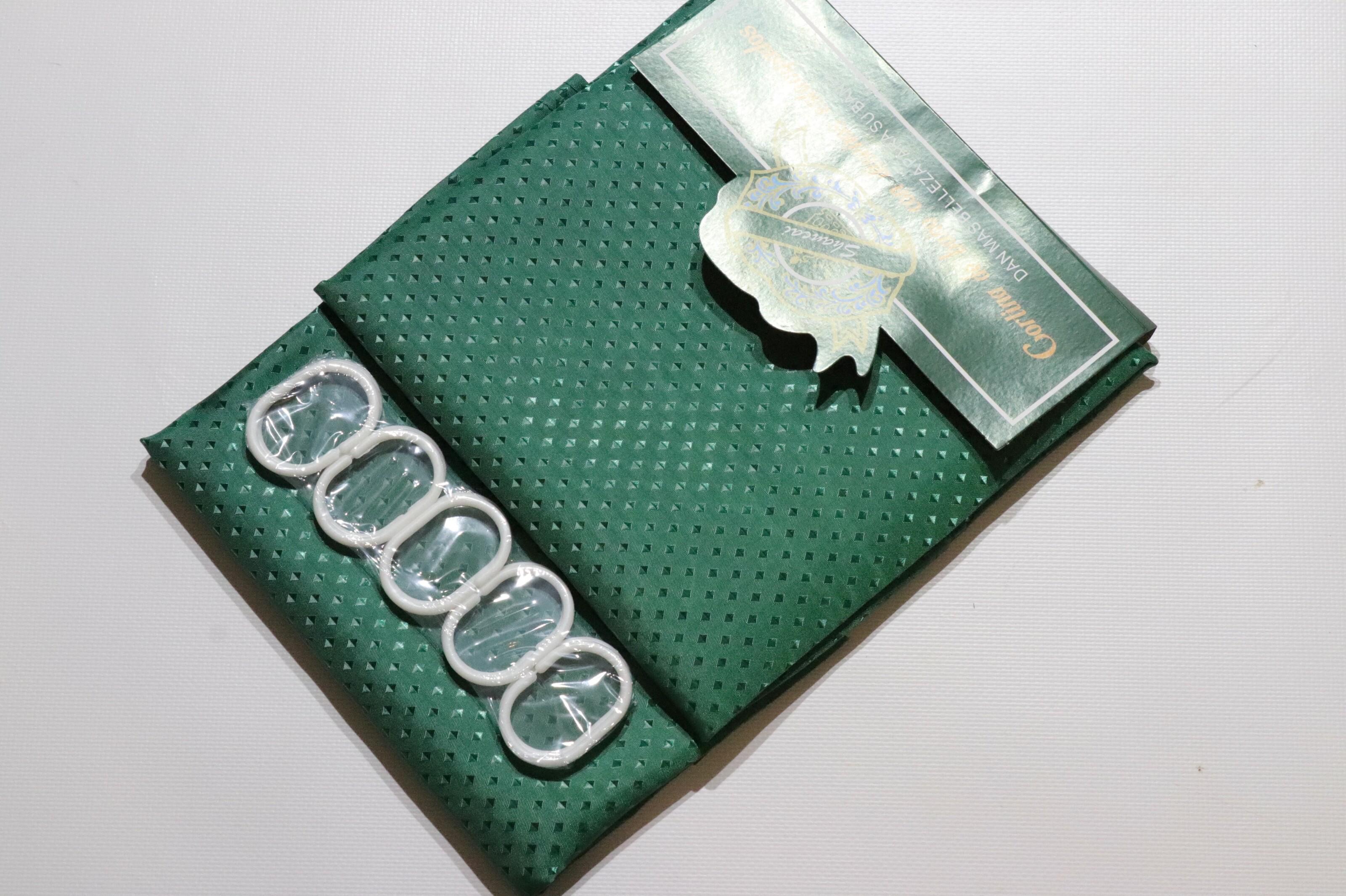 Шторка для ванної однотонна 180x180 см Темно-зелений (5214/darkgreen)