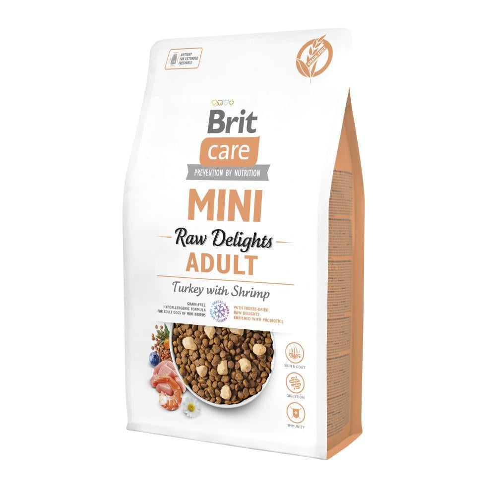 Корм сухой для собак малых пород Brit Care Mini Raw Delights Turkey with Shrimp индейка с креветкой 2 кг (арт.173214/571321)