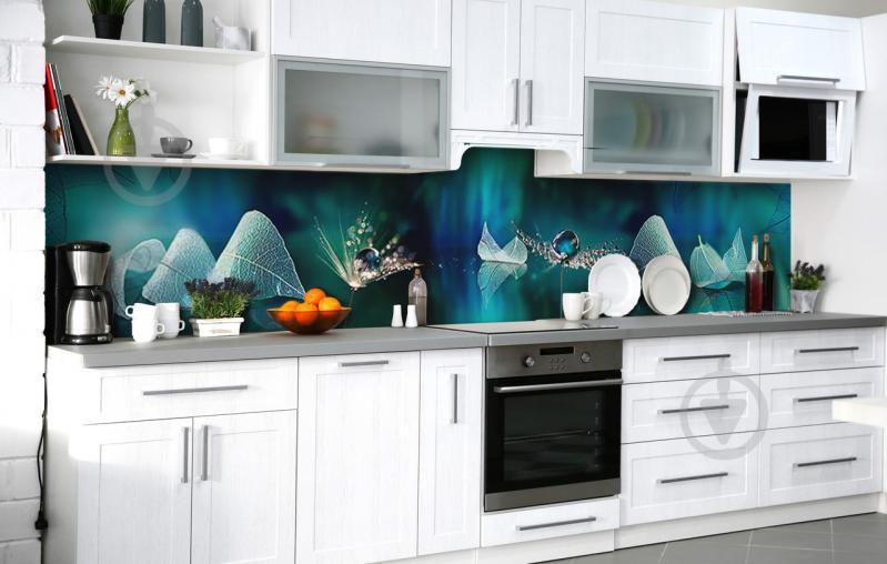 Скинали на кухню Zatarga «Хрупкость бирюза» 600х2500 мм виниловая 3Д наклейка кухонный фартук самоклеящаяся